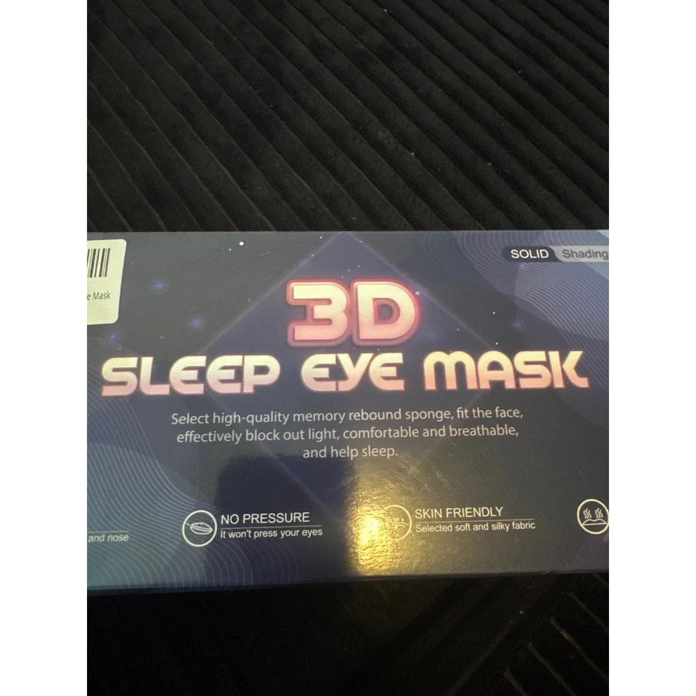 3D Sleep Eye Mask Black Memory‎ Foam Contoured Blackout Adjustable Strap